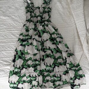 Hill House Green, Black and White Floral Maxi